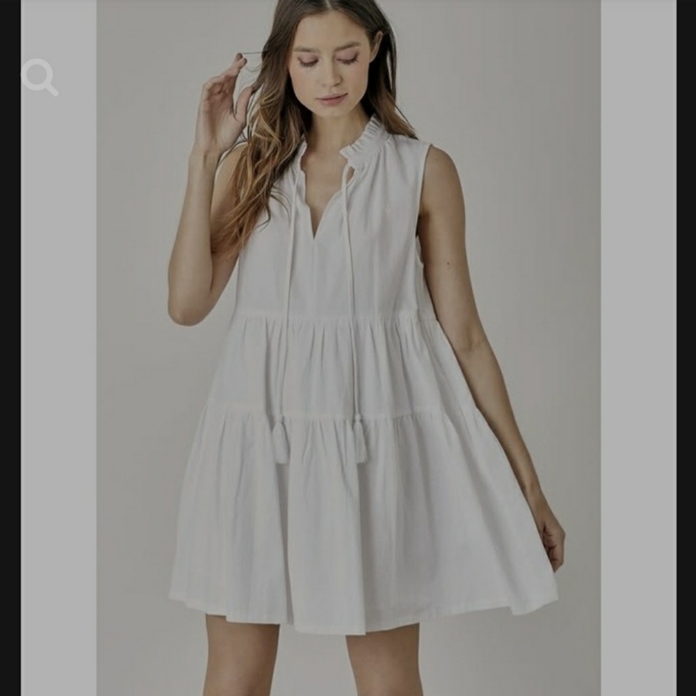 TALULAH Tassel Strap Dress with Ruffled Neck